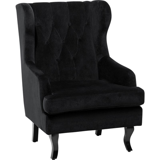 Beliani - Modern Wingback Armchair Button Tufted Black Velvet Recessed Arms Alta - Black