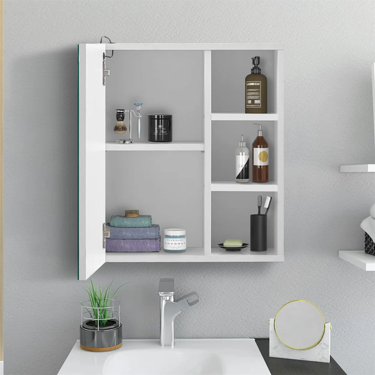 1 Door Bathroom Mirror Cabinet With LED Lights