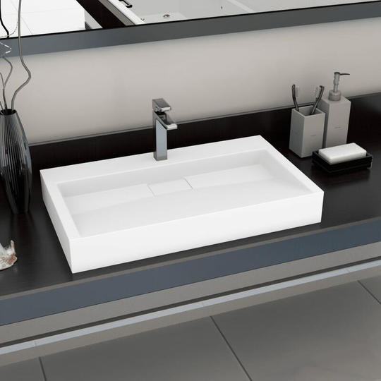 Wash Basin 80x46x11 cm Mineral Cast/Marble Cast White - White