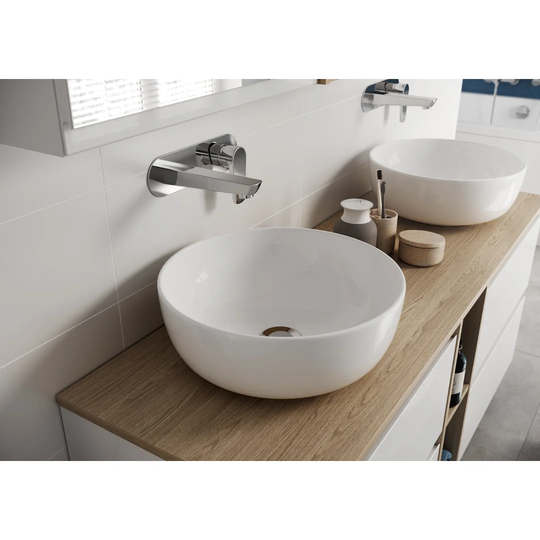 Moduo White Ceramic Circular Bathroom Sink