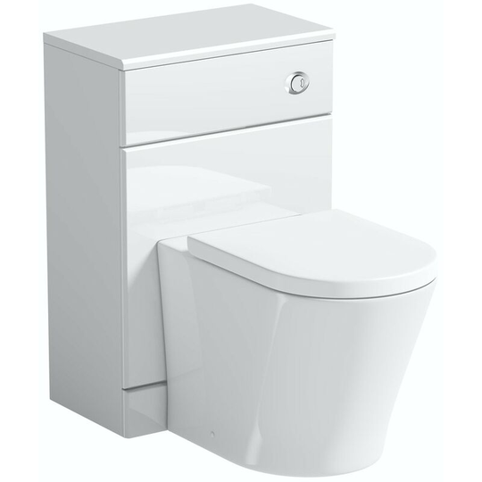 Eden white slimline back to wall unit and contemporary toilet with seat - White - Orchard