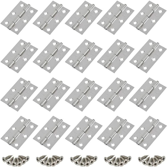 20pcs Stainless Steel Hinges,Door Hinge,Folding Flat Hinge Holes,Cabinet Drawer Hinge,Window Hinge Connectors,Box Cabinet Hinge Silver,with 20 Screws