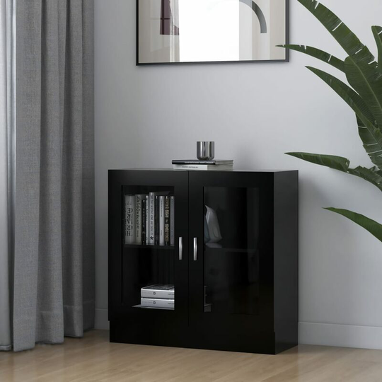 Vitrine Cabinet Black 82.5x30.5x80 cm Chipboard FF802742_UK - Topdeal