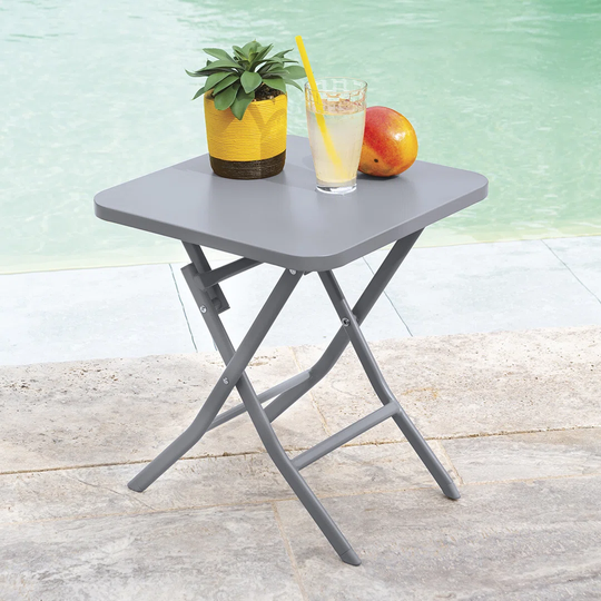 Square Garden Side Table "Greensboro", Quartz Grey