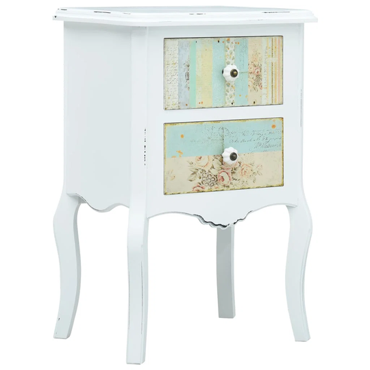 Bedside Cabinet White And Brown 43X32x65 Cm MDF