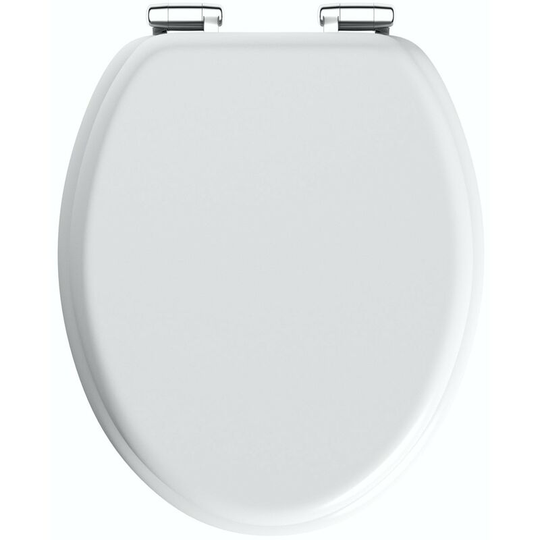 The Bath Co. traditional white engineered wood toilet seat with bottom fixing soft close hinge - White