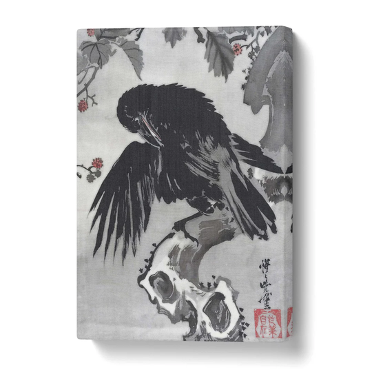 'A Crow on a Branch' by Kawanabe Kyosai - Wrapped Canvas Painting Print