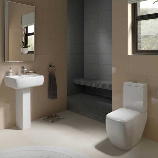 Rak Metropolitan Bathroom Suite Close Coupled Toilet and Basin 520mm Wide - 1 Tap Hole