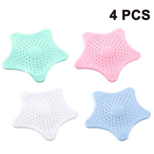 Set of 4 Color Starfish Hair Catcher Star Bathroom Drain Strainer Hair Catcher Tub Shower Drain Cover Hair Trap Hair Catcher Bathtub Drain Strainers