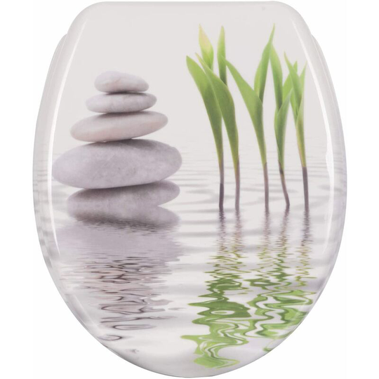 Toilet seats Soft Close Adjustable Hinge Toilet Lid Cover Family Bathroom ?Stones & Green - Woltu