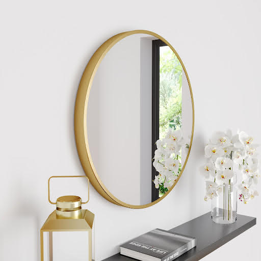 Vasari Round Brushed Brass Framed Mirror 600 x 600mm