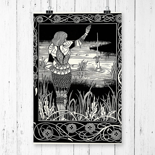 'Excalibur in the Lake' by Aubrey Beardsley Graphic Art