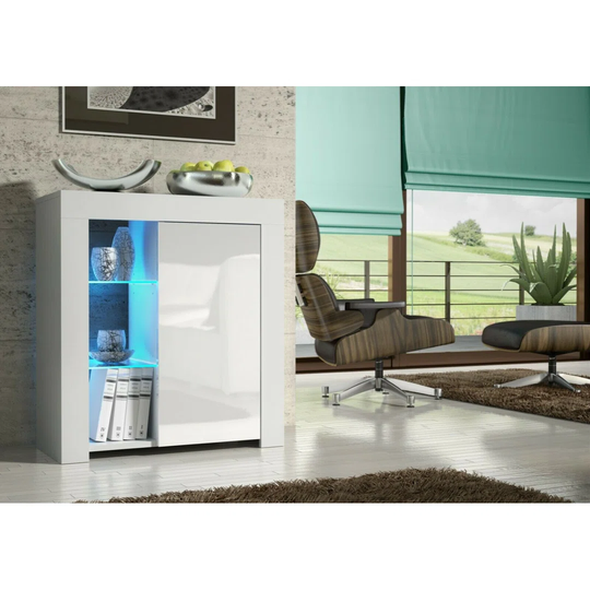 Modern Cabinet Cupboard Sideboard High Gloss Doors + Led