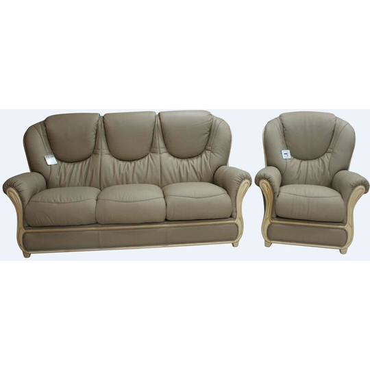 Juliet 3 Seater + Armchair Genuine Italian Coffee Milk Leather Sofa Suite Offer