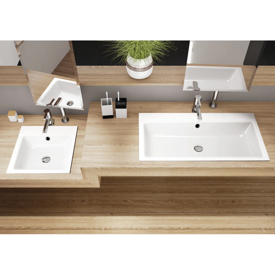 Beige Steel Enamel Square Inset Bathroom Sink