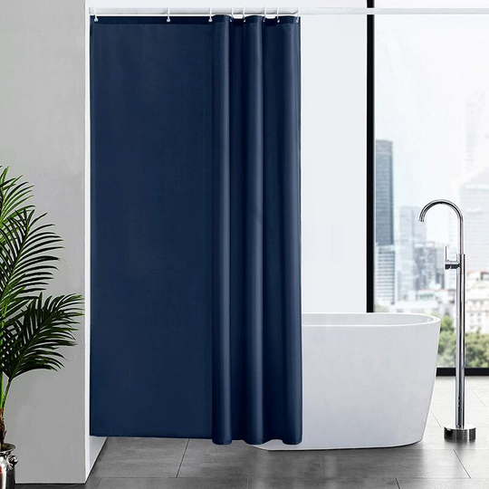 1Piece Navy Blue Shower Curtain Mildew Proof Polyester Fabric Machine Washable Weighted Waterproof Bath Curtains for Bathtub 120 x 200cm