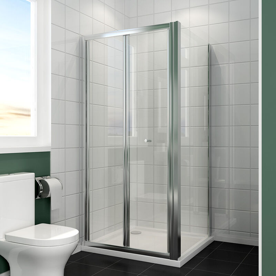 ELEGANT 760mm Inwards Opening Folding Shower Screen + 900mm Side Shower Door 5mm Safety Glass Saving Space Bi Fold Shower Cubicle with 900x760mm