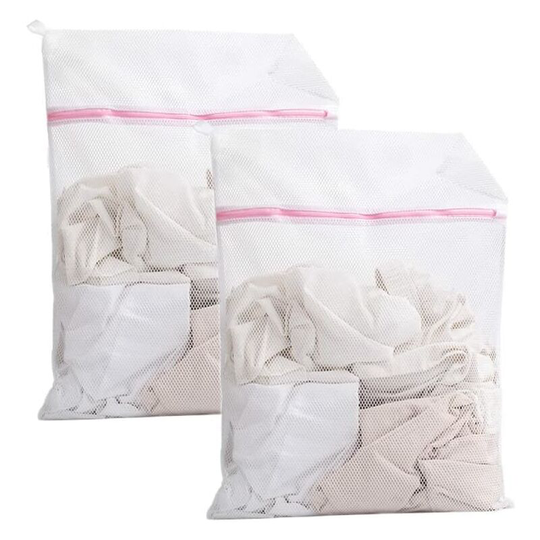 2 Pack Washing Machine Net, Heavy Duty Laundry Bags with Zipper, Travel Washing Net (50*60cm)