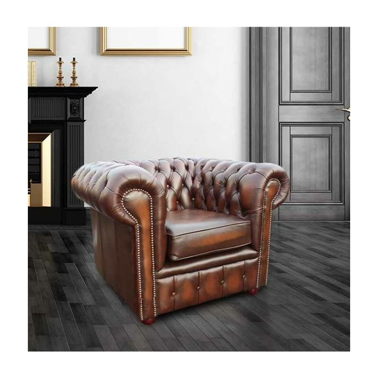 Buy leather antique green chesterfield club armchair - Designersofas4u