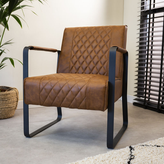 Industrial armchair Peter Cognac - Cognac