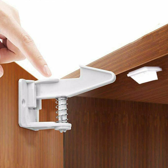 Baby Security Locks 10pcs Children's Cabinet, Invisible Locks for Fridge Drawers Closets with 3M Adhesive Ribbon No tools or drilling required (white)