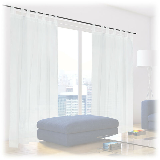 Set of 2 Relaxdays Curtains, HxW: 225 x 140 cm, Semi-transparent, Decorative, Living Room & Bedroom, with Loops, White