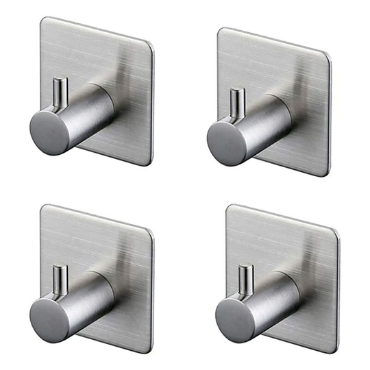 4 Pieces 3M Stainless Steel Kitchen and Bath Towel Hooks Towel Holder Bathroom Adhesive Hooks