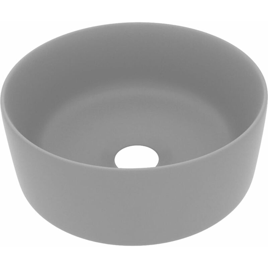Luxury Wash Basin Round Matt Light Grey 40x15 cm Ceramic Vidaxl Grey