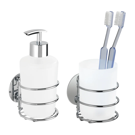 WENKO Turbo-Loc® Soap Dispenser And Toothbrush Mug, Fixing Without Drilling