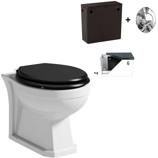 Thebathco - The Bath Co. Camberley back to wall toilet with black soft close seat and concealed cistern - White/Black
