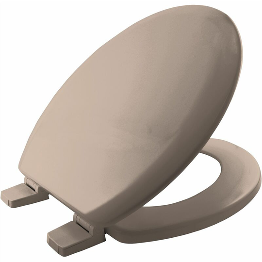 Traditional Toilet Seat Cream Bathroom Round Bottom Fix Wood Bemis Sta-Tite - cream