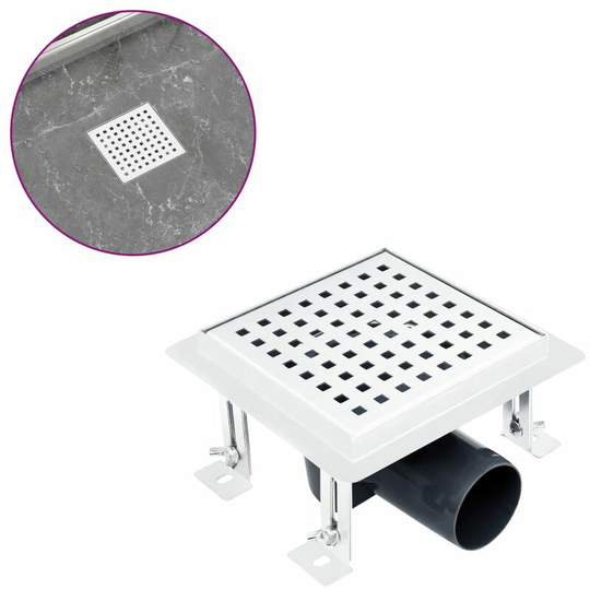 Shower Drain 12x12 cm Stainless Steel FF145997_UK - Topdeal