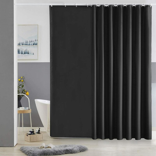 1 Piece Mildew Proof Shower Curtain Black Washable Fabric Large Waterproof Polyester Bath Curtains for Bathtub Bathroom 240x180cm