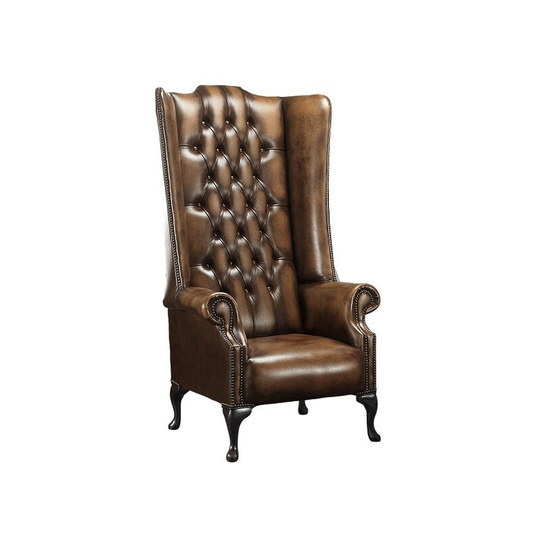 Chesterfield Soho 1780's Leather High Back Wing Chair Antique Autumn Tan