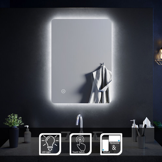 Elegant - Vertical Horizontal Mirror led Illuminated Bathroom Mirror 700x500mm Bathroom Mirror