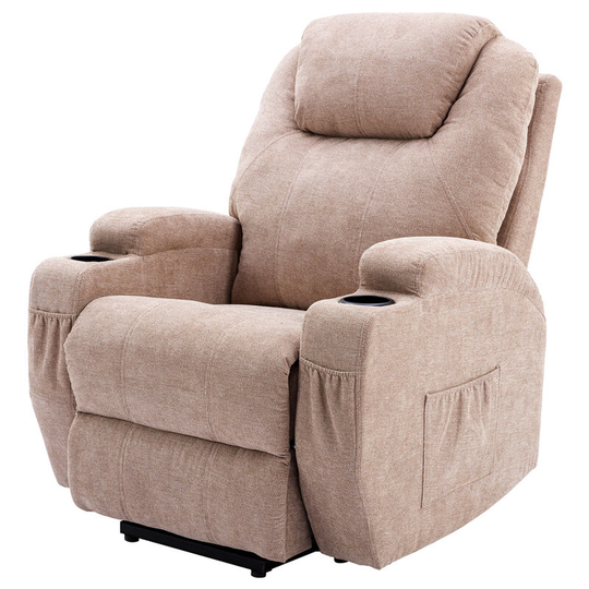 Axhup - Electric Recliner Chair, Power Lift Fabric Armchair, Massage Chair for Elderly, Single Sofa with 2 Cup Holders for Living Room Furniture