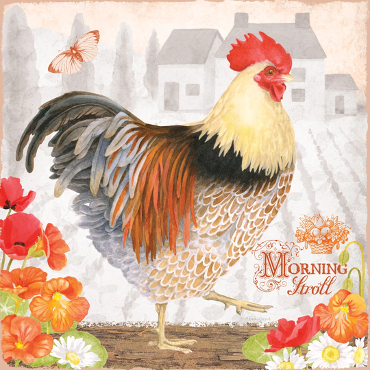 Spicy Morning Stroll Rooster by Beth Grove Wrapped Canvas Painting Print