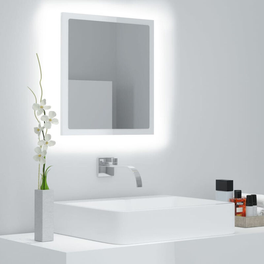 Led Bathroom Mirror High Gloss White 40x8.5x37 cm Chipboard