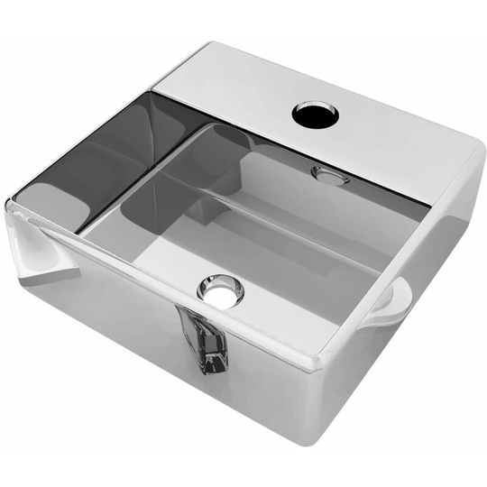 Wash Basin with Faucet Hole 38x30x11.5 cm Ceramic Silver Vidaxl Silver