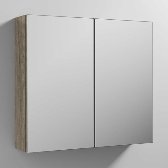 Athena Mirrored Cabinet (50/50) 800mm Wide - Driftwood - Nuie