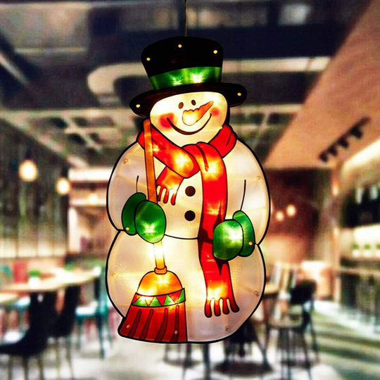 Christmas LED suction cup chandelier, a new battery-operated chandelier (Christmas snowman) with a festive atmosphere for indoor and outdoor parties.