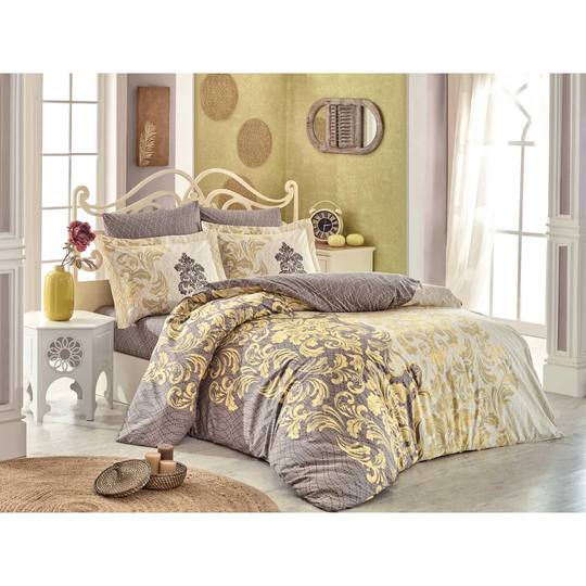 Sanger Yellow/Cream/Beige 100% Cotton Duvet Cover Set