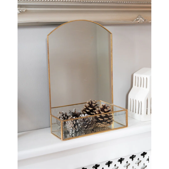Merser Metal Framed Wall Mounted Makeup Mirror in Gold