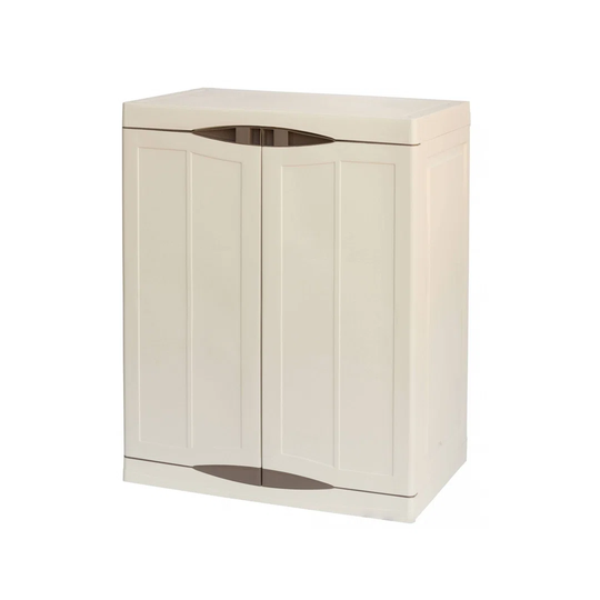 Multi-Purpose Cabinet For Outdoor Or Indoor Use, Low Cabinet With 2 Doors And 2 Polypropylene Shelves, 100% Made In Italy Cabinet, 70X47h90 Cm, Beige