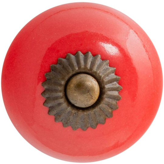 Round Ceramic Cabinet Knob - Red - Nicola Spring