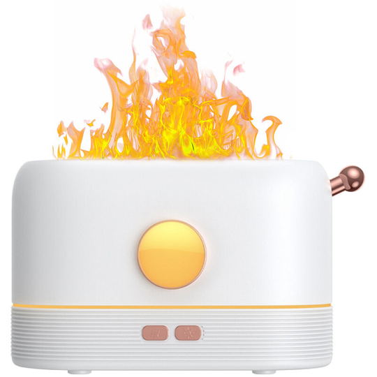 Superseller - Simulation Flame Aroma Air Humidifier Desktop 2-in-1 Mist Humidifier & Aromatherapy Diffuser, White - White
