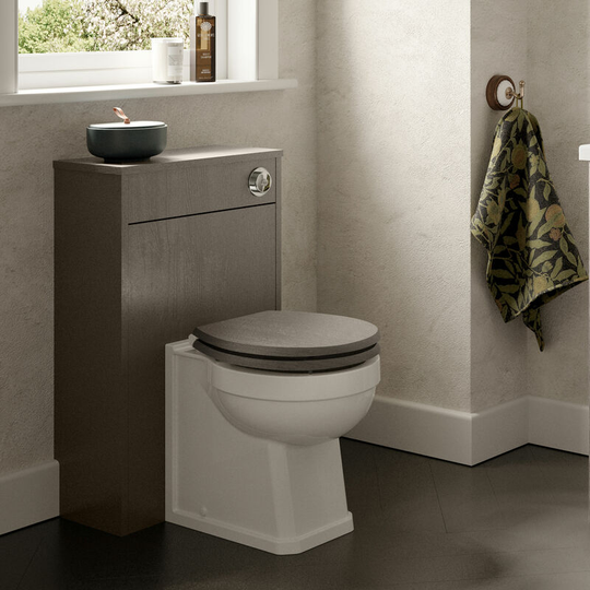 Nuie - York Back to Wall wc Toilet Unit 500mm Wide - Grey Woodgrain