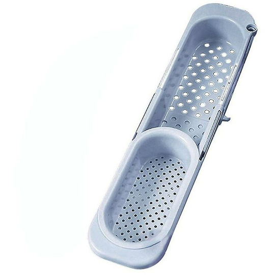 Sunflowergb - Kitchen Sink Rack Storage Basket Telescopic Drainer Dish Strainer Sponge Organizer Blue