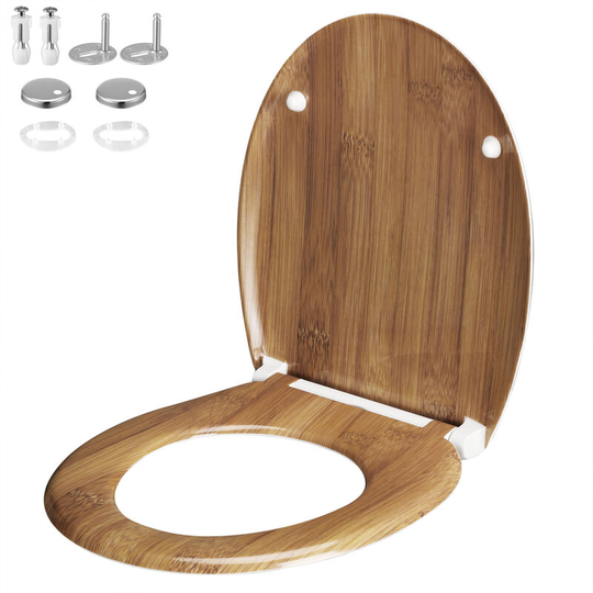 Soft Close Toilet Seat Duroplastic Quick Release for Easy Clean Antibacterial Bathroom Toilet Lid Different Designs Universal Modern Durable Bamboo
