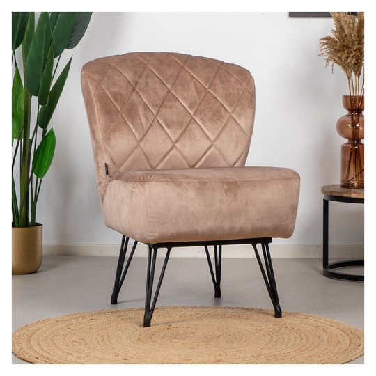 Velvet armchair Else Taupe - Taupe